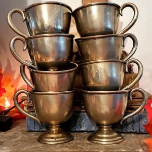 Set of 8 Vintage German Silver Footed Punch Cups/ Baby Cups